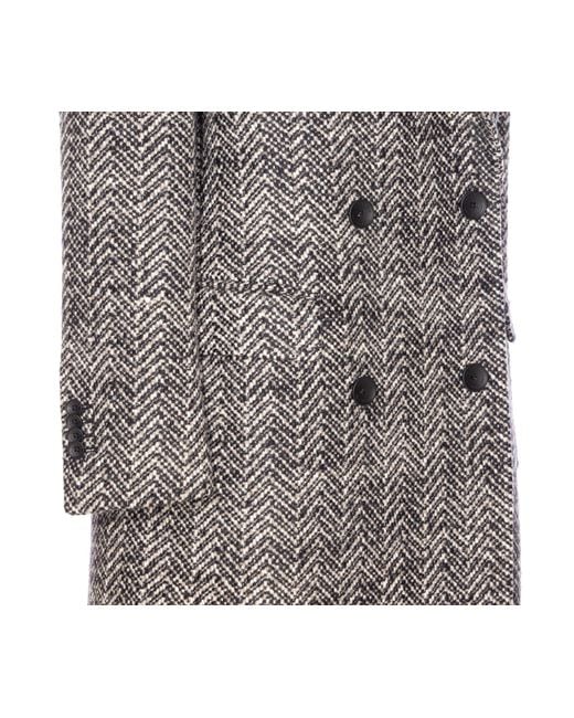 Tagliatore Gray Double-Breasted Tailored Coat