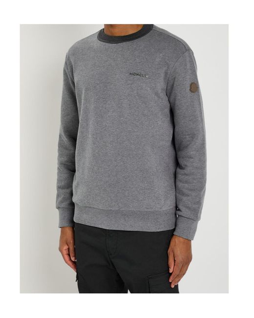 Moncler Gray Logo Cotton Sweatshirt for men