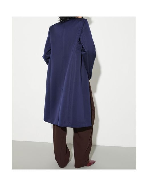 MAX&Co. Blue Double-Breasted Satin Coat