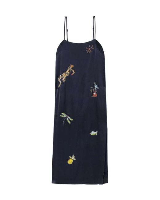 ALÉMAIS Blue Satin Midi Dress