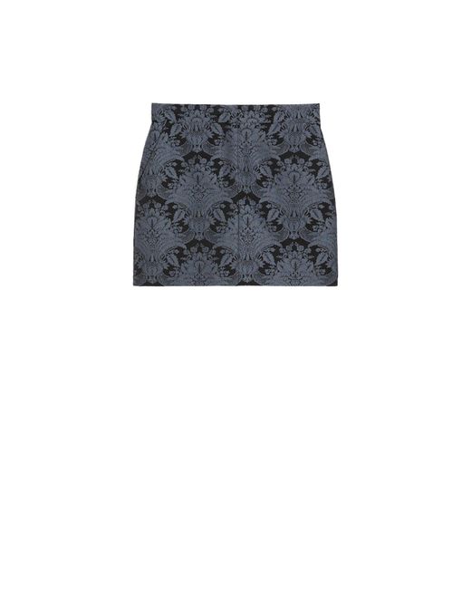 Max Mara Blue Technical Wool Jacquard Miniskirt