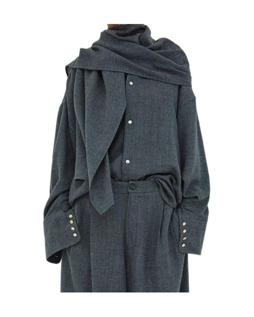 DARKPARK Gray Georgia Detachable Scarf Japanese Shirt