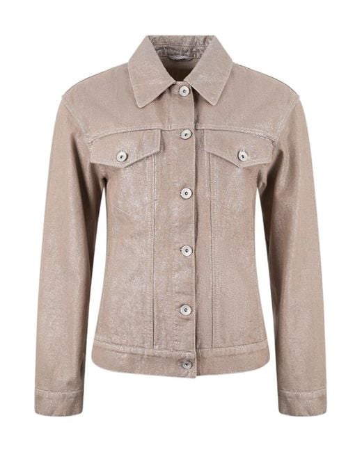 Brunello Cucinelli Brown Collared Long-Sleeved Casual Jacket