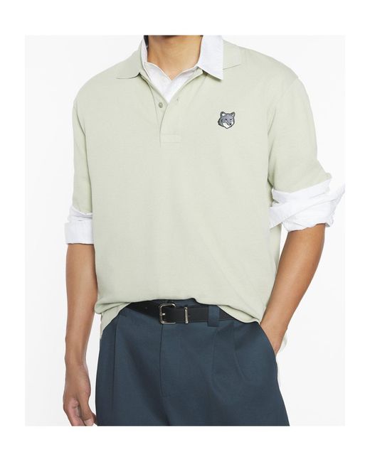 Maison Kitsuné White Fox-Motif Polo Shirt for men