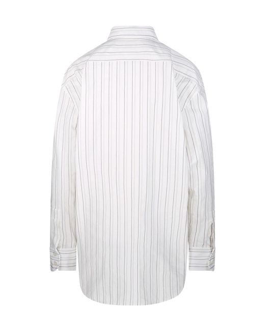 Saint Laurent White Striped Button-Up Shirt