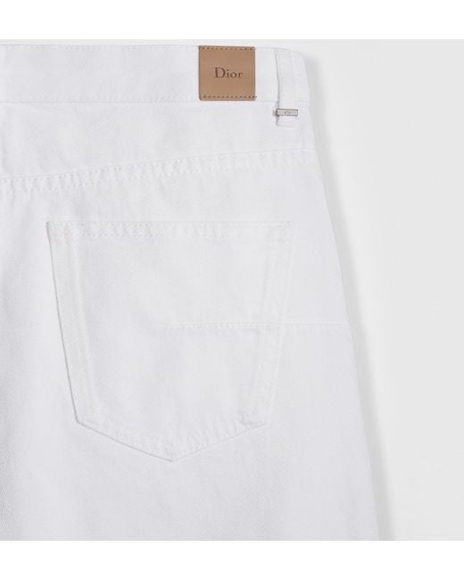 Dior White Embroidered Jeans