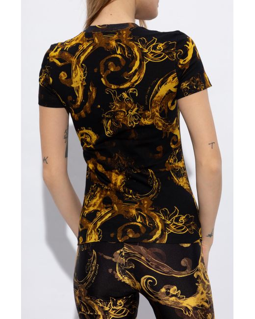 Versace Jeans Black Couture Watercolour Couture Crewneck T-Shirt for men