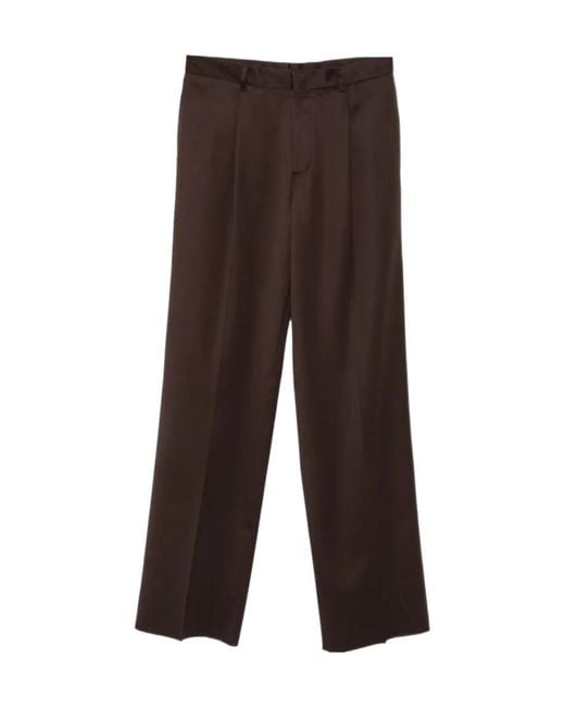 Lardini Brown Pleated Straight-Leg Trousers for men