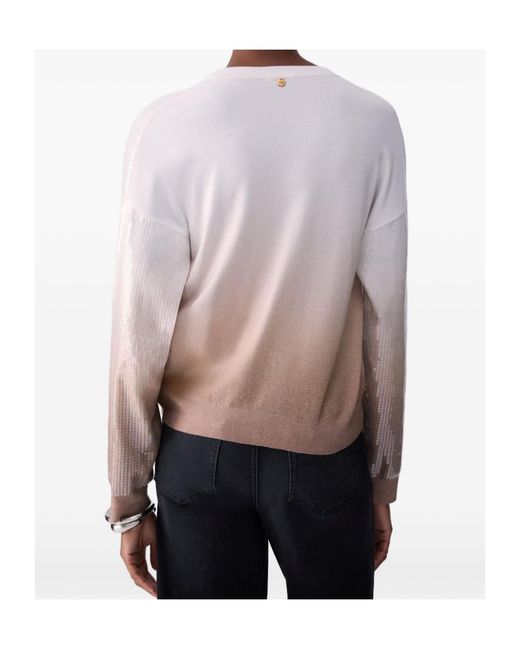 Liu Jo Gray Dégradé Sweater With Sequins