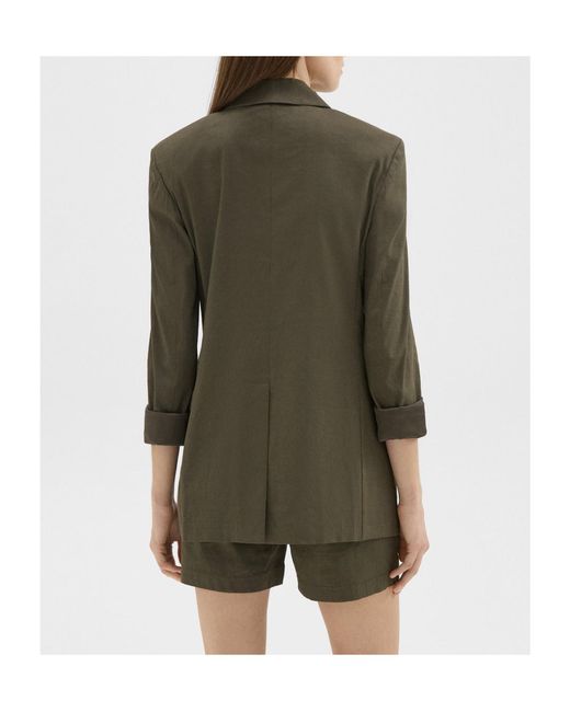 Theory Green Single-Button Lapel Jacket