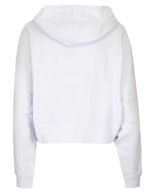 MSGM White Logo Printed Hoodie