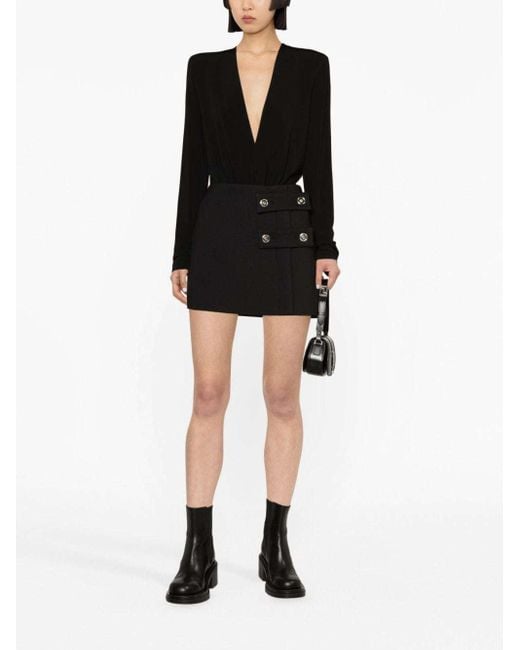 Versace Black Low Rise Straight Hem Mini Skirt