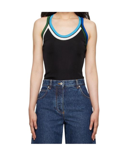 Ferragamo Black Contrast-Colored Trim Vest