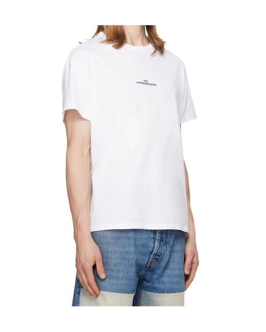 Maison Margiela White Distorted Logo T-Shirt for men