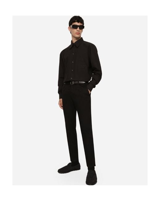 Dolce & Gabbana Black Dg Logo Embossed Long-Sleeved Shirt for men