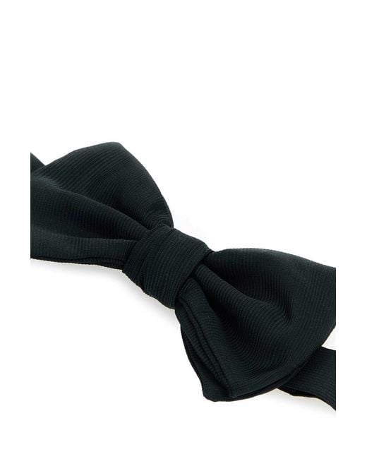 Giorgio Armani Black Ribbed Bow Tie for men