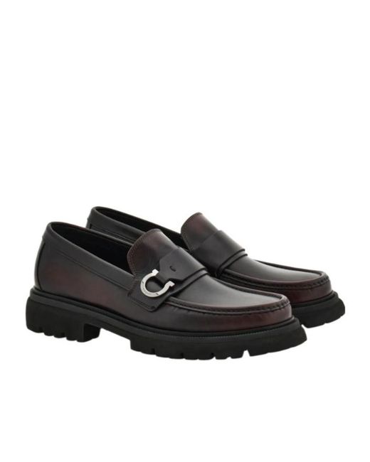 Ferragamo Black Loafer With Gancini Ornament for men