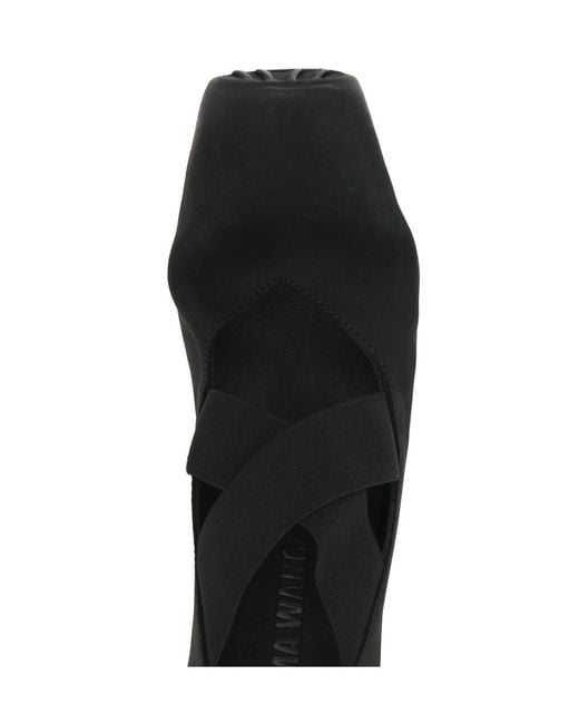 Uma Wang Black Square-Toe Ballet Flats