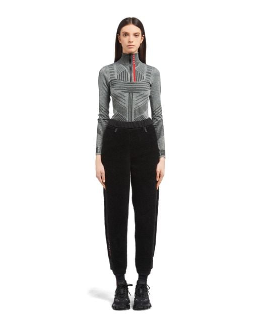 Prada Black Fleece And Recycled Technical Fabric Joggers