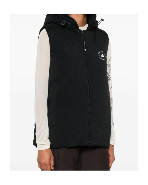 Adidas By Stella McCartney Black Hooded Zip-Front Waistcoat
