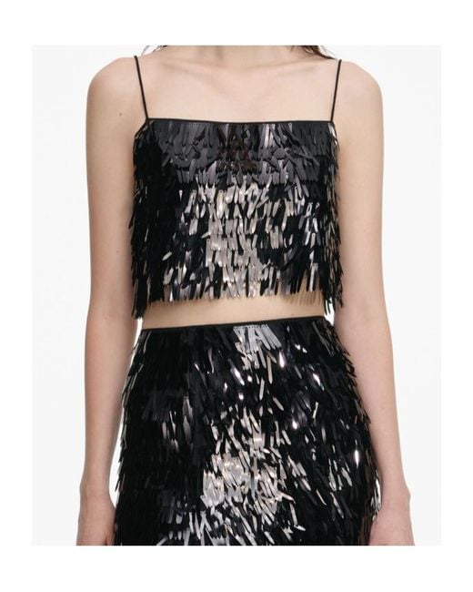 Self-Portrait Black Sequin Embellished Top
