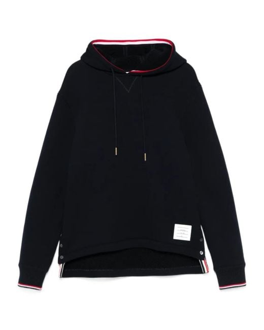 Thom Browne Black Rwb-Stripe Drawstring Hoodie for men