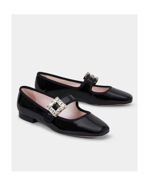 Roger Vivier Black Très Vivier Buckle Embellished Babies Ballerinas