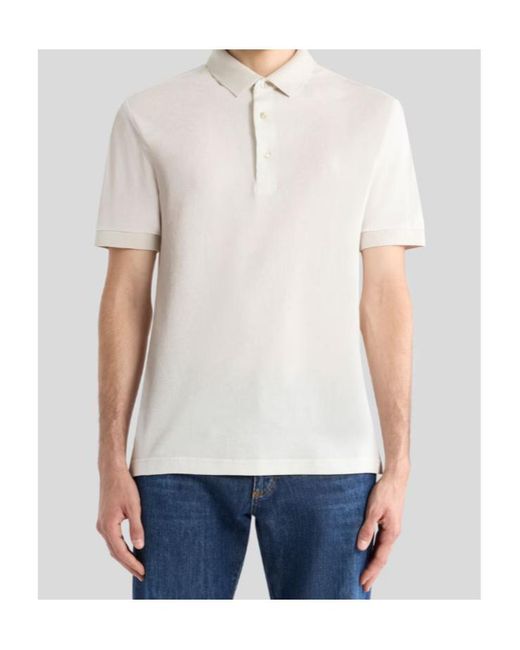 Etro White Paisley Printed Short-Sleeved Polo Shirt for men