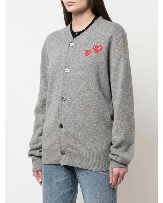 COMME DES GARÇONS PLAY Gray Button Wool Cardigan for men
