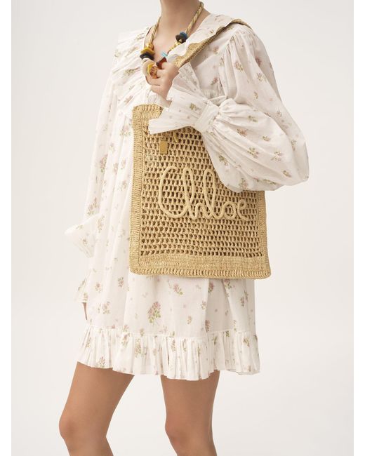 Chloé Natural Chloé Summer Banana Logo Detailed Tote Bag