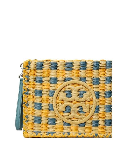 Tory Burch Metallic Ella Woven-Check Clutch Bag