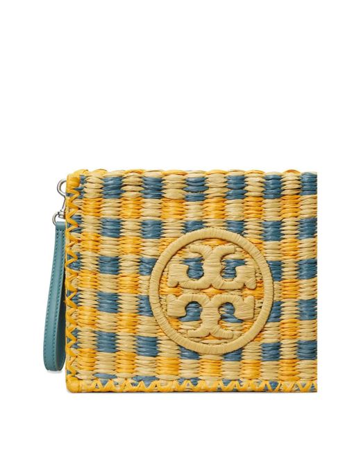 Tory Burch Metallic Ella Woven-Check Clutch Bag