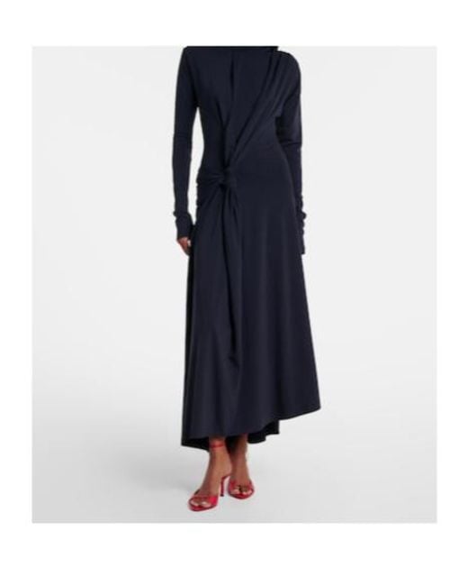 Victoria Beckham Blue Gathered Jersey Midi Dress