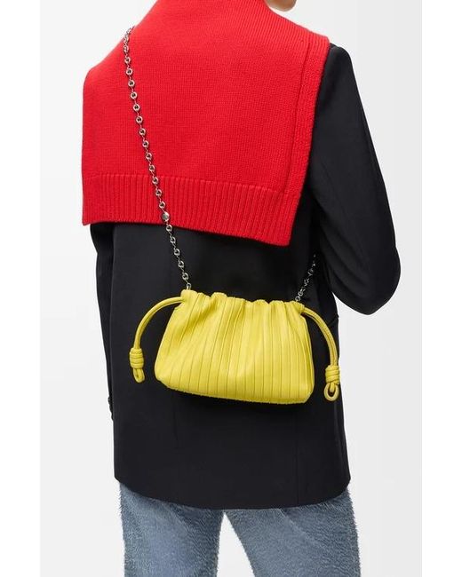 Loewe Yellow Mini Flamenco Pleats Purse