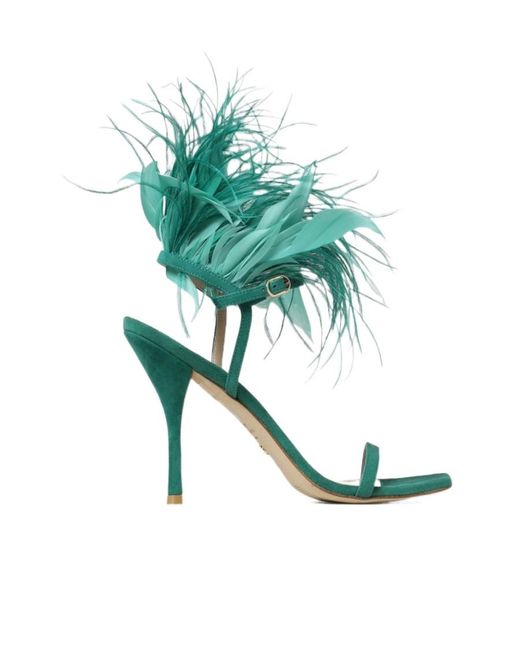 Stuart Weitzman Green Logo High-Heeled Sandals