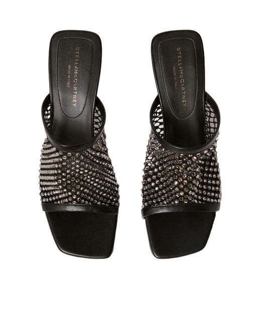 Stella McCartney Black Crystal Mesh Mules