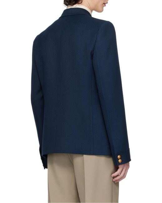 Valentino Blue Button-Up Long-Sleeved Jacket for men
