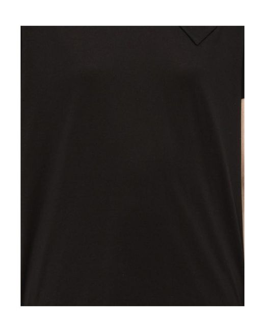 Prada Black T-Shirt With Round Neck And Short Sleeves