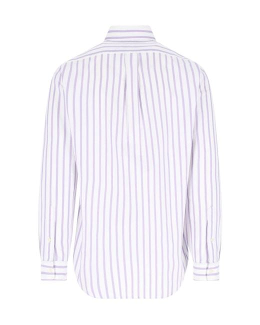 Polo Ralph Lauren White Buttoned Striped Shirt for men
