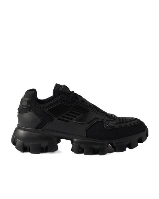 Prada Black Cloudbust Thunder Knit Fabric Sneakers for men
