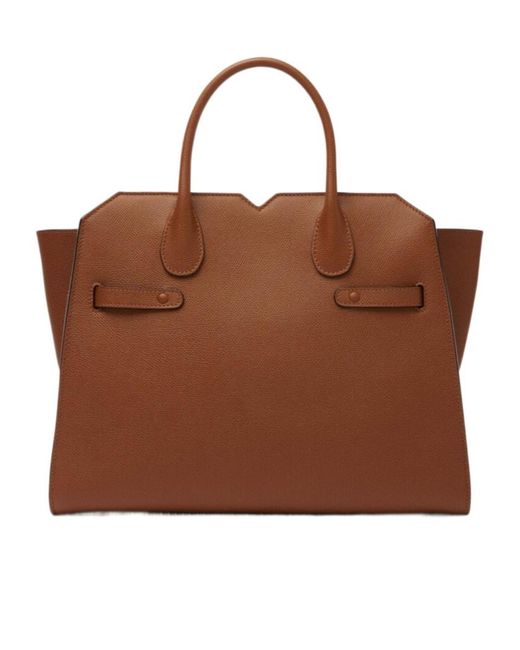 Valextra Brown Milano Medium Top Handle Bag