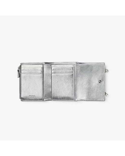 Jimmy Choo Gray Marinda Metallic Compact Wallet