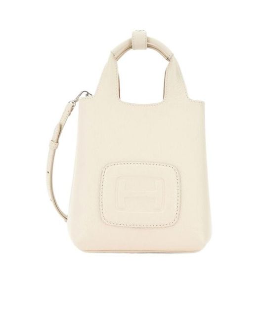 Hogan Natural Logo Embossed H-Bag Mini Shopping Bag