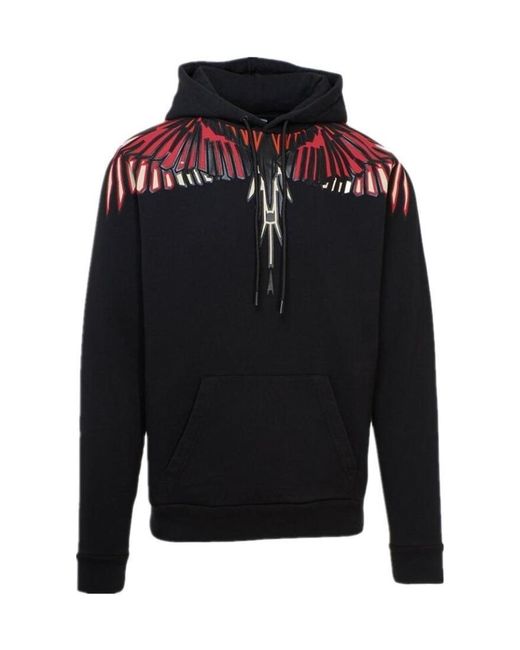 Marcelo Burlon Blue Geometric Wing Print Hooded Hooded Hoodie for men