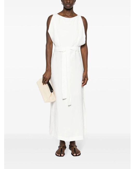 Brunello Cucinelli White Knot Detailed Sleeveless Maxi Dress