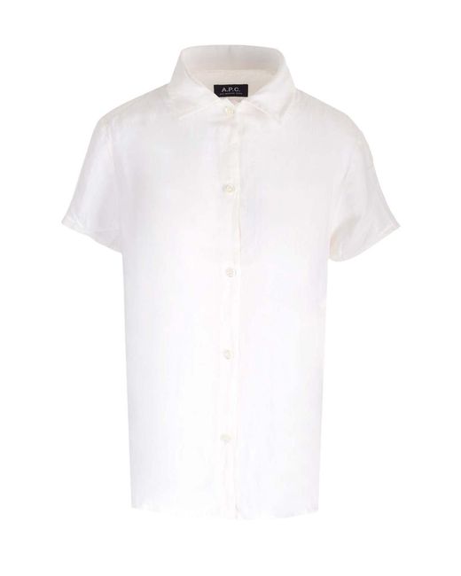 A.P.C. White Short-Sleeved Button-Up Shirt