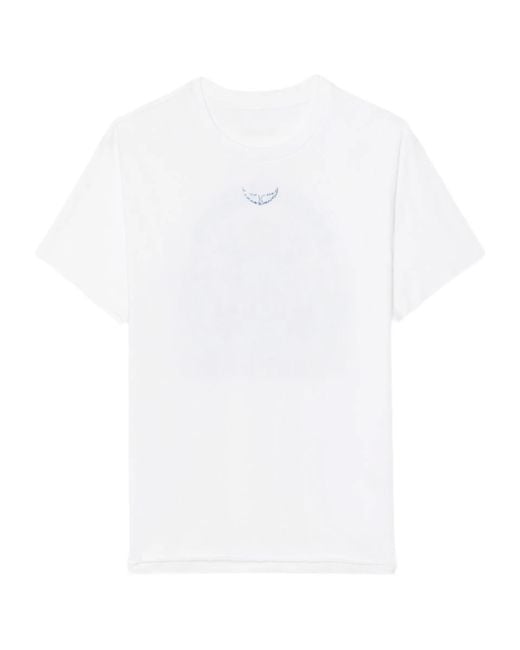 Zadig & Voltaire White Tommer Graphic-Print Rhinestone-Embellished T-Shirt