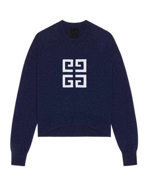 Givenchy Blue 4G Motif Oversized Knit Jumper