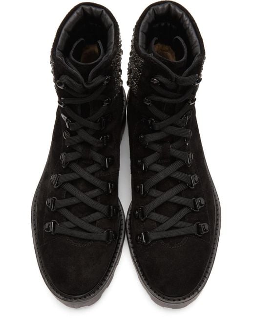 Jimmy Choo Black Ankle-Length Lace-Up Boots
