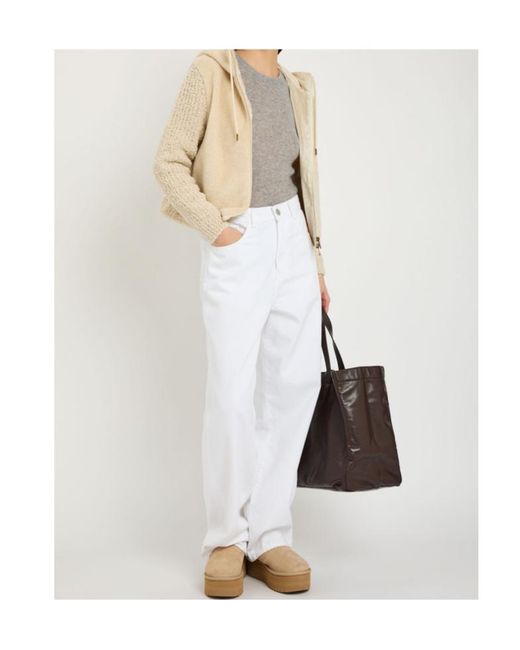 Moncler Natural Hooded Wool-Blend And Teddy Jumper